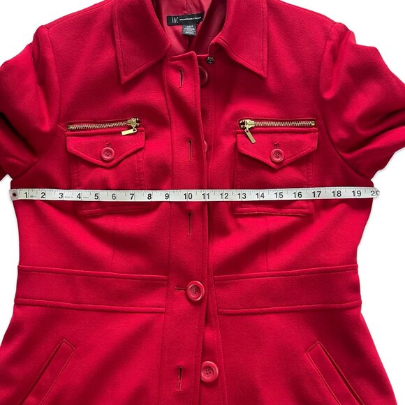 Red Stylish INC Coat with gold details Size Large. - Picture 5 of 15